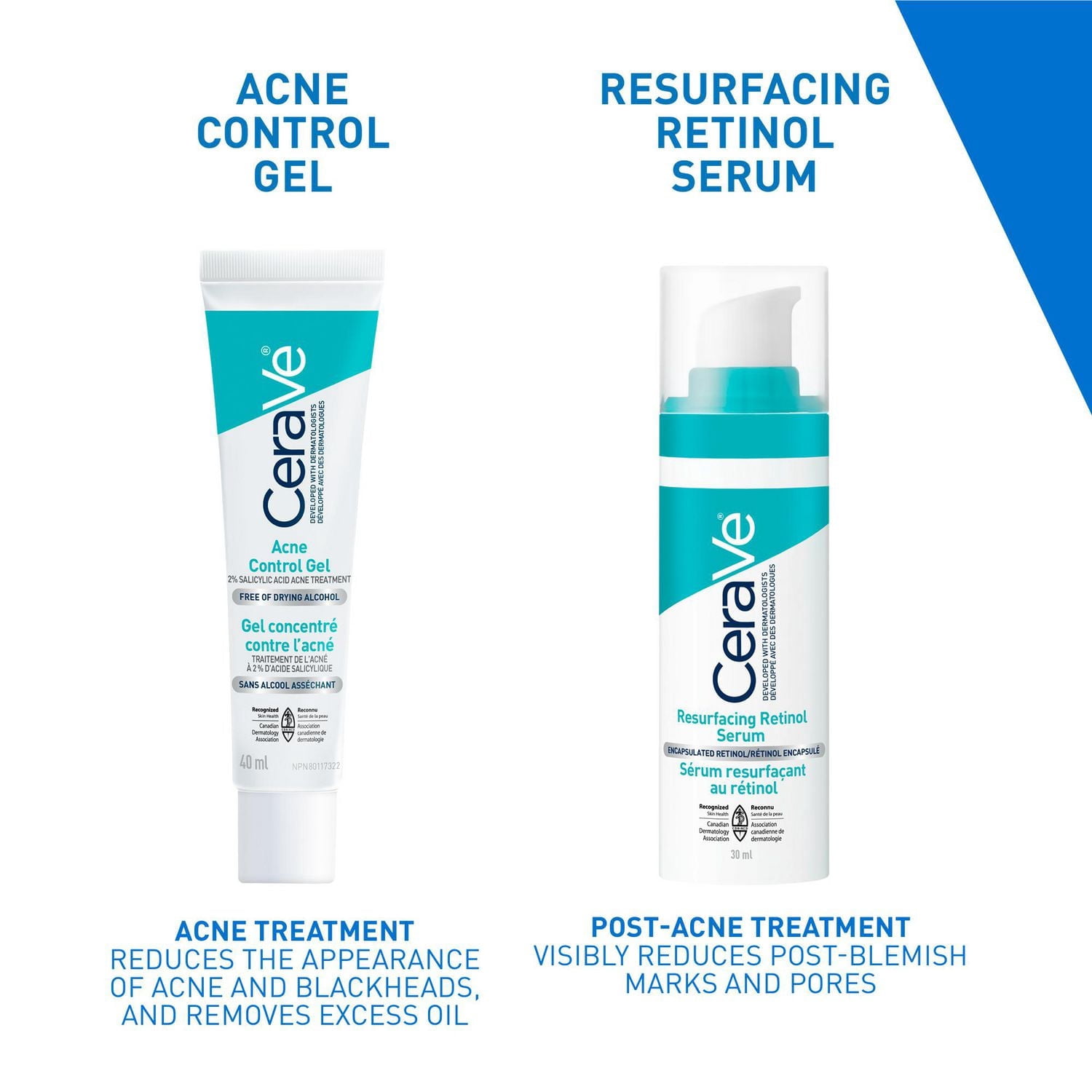 CeraVe Gel Contrôle de l'Acné, Traitement avec 2 % d'Acide Salicylique et AHA pour Visage, 40 ml
