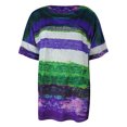 thumbnail image 2 of Innerwin Hauts à Rayures T-Shirt Femme Tenue d'Intérieur Manches Courtes T-Shirt Ample Violet m, 2 of 8