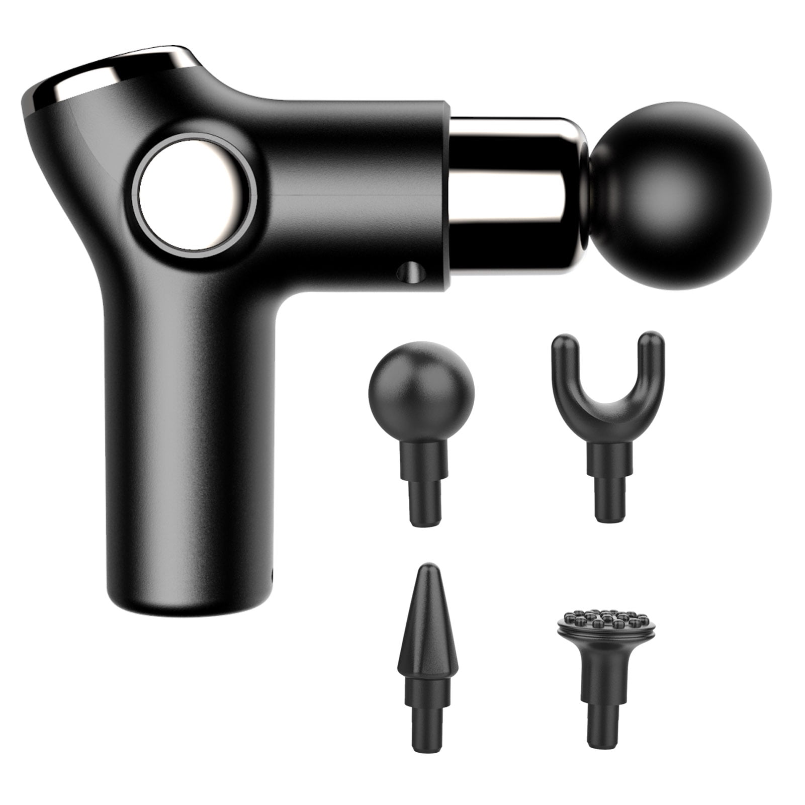 Zootealy Muscle Therapy Device for Athletes Body Muscle Massager Handheld Massager 6 Adjustable Strength Levels 4 Massage Heads, Black