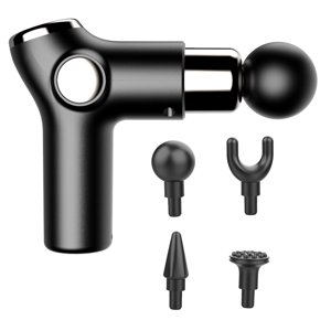 Zootealy Muscle Therapy Device for Athletes Body Muscle Massager Handheld Massager 6 Adjustable Strength Levels 4 Massage Heads, Black