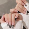 thumbnail image 1 of HLONK 24Pcs Gel Press on Nails  Gel French Long Fake Nails  Press on Tips With Glue  Rhinstone with Butterfly  NO.13, 1 of 6