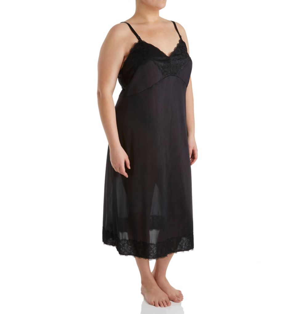 Women's Shadowline 1360 Plus Size Full Slip with Wide Lace (Black 46)
