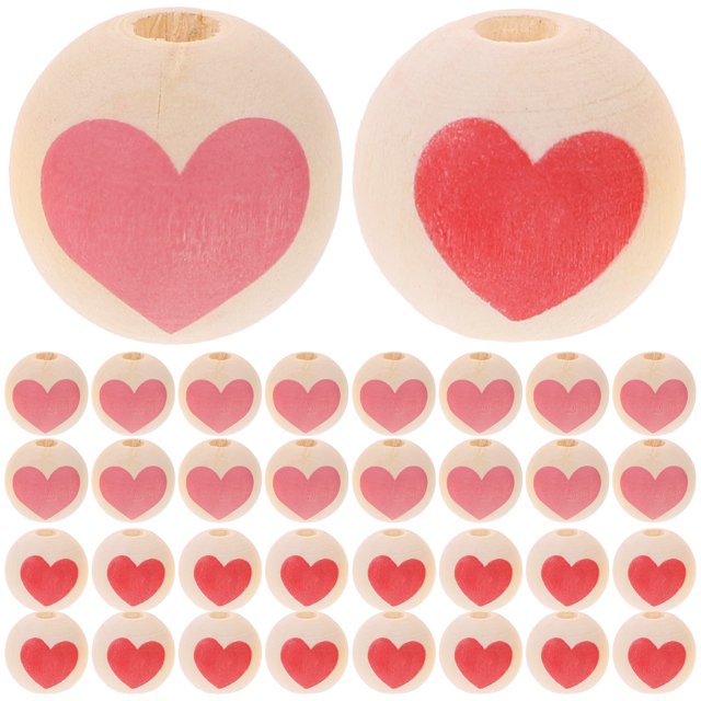 50pcs DIY Beads Heart Pattern Jewelry Making Material Valentine's Day DIY Beads