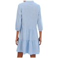 thumbnail image 3 of Yuyuzo Robes d'Automne pour Femmes Chemise à Carreaux Mini Robe Manches 3/4 Boutonnée Col en V Robe Courte Basique, 3 of 6