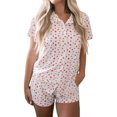 thumbnail image 1 of Gupgi Ensemble de Pyjama à Manches Courtes pour Femmes 2 Pcs Chemise à Boutons Imprimé Floral et Shorts, 1 of 9