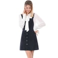 thumbnail image 3 of INSPIRE CHIC Robe Salopette Tablier Trapèze en Velours Côtelé à Bretelles pour Femme, 3 of 6