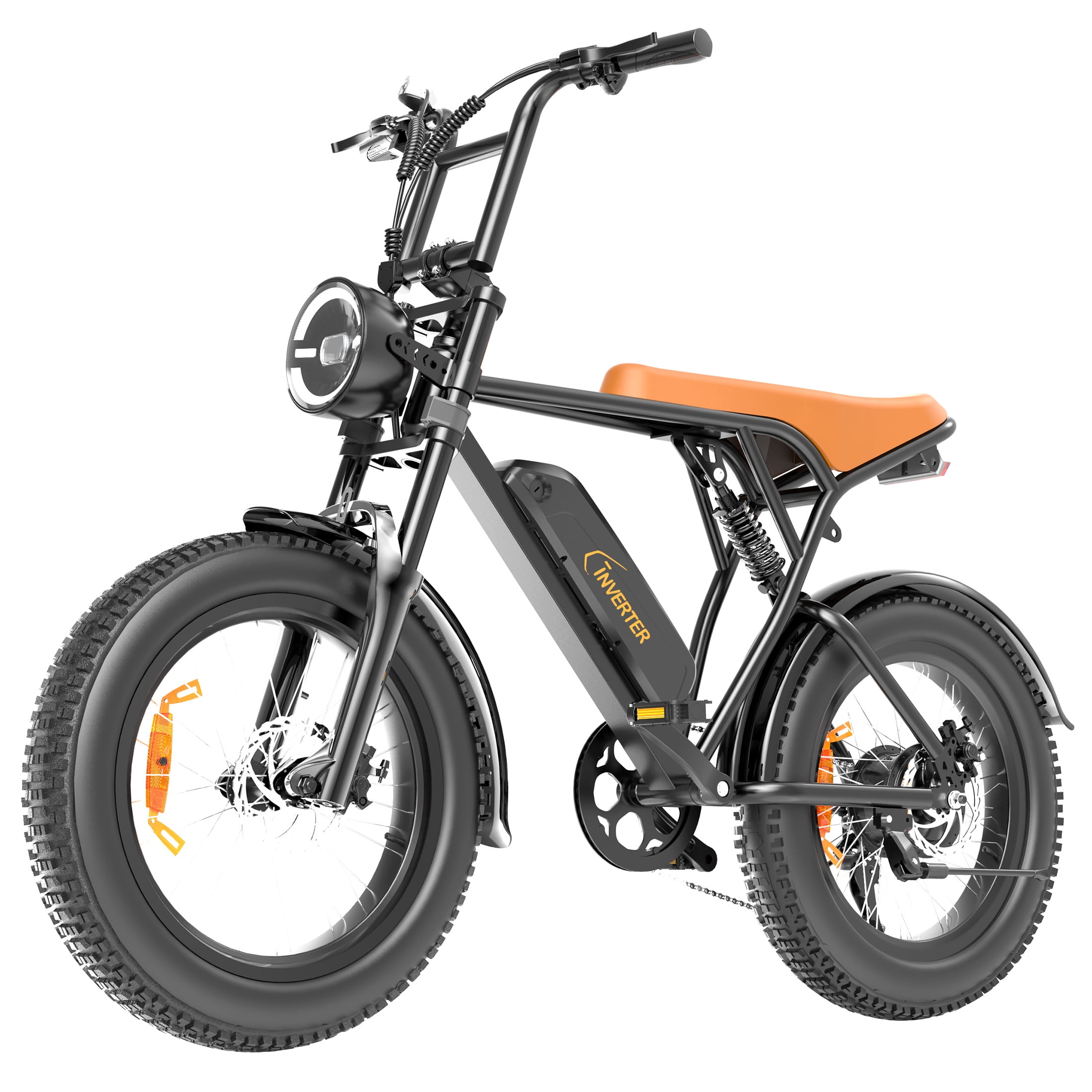 Cinverter 20'' x 4'' Fat Tire Retro Electric Bike, Peak 1100W Motor Ebikes for Adults, 48V 696Wh Removable Battery Max 32 KMH Speed 88 KM Range Electric Motorcycle Dirt Bike, Dual Suspension