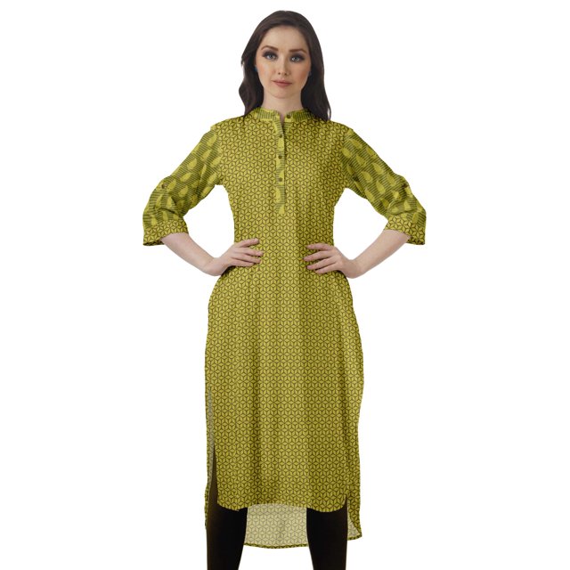 Moomaya Kurti Indienne Imprimée Tunique en Coton pour Femme Col Mandarin Kurta Longueur Genou