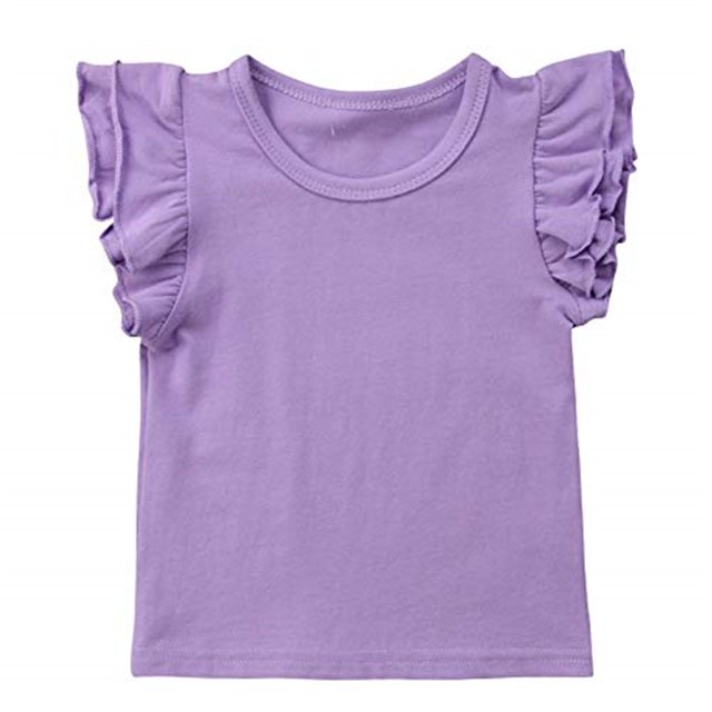 EYIIYE T-Shirt à Manches à Volants pour Bébé Fille Haut Tee Basique Tenue d'Été