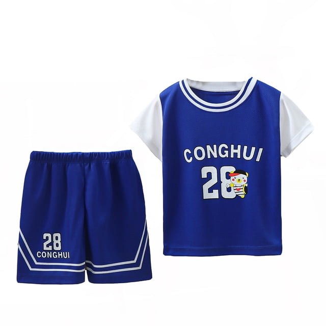 LUOGENLI Kids Sports Shorts Sets Boys Tracksuit 2 Piece Basketball Performance Tank Top and Mesh Shorts Set(1 12 Years) Maxi Outfits for Boys Summer Blue 3-4 Years