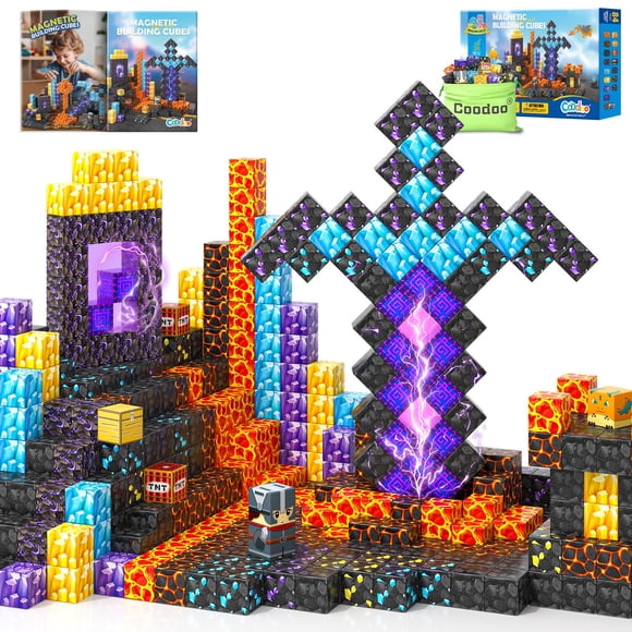 Magnetic Blocks - Build Mine Magnet World Magic Sword Portal Set, Building Toys Magnetic Tiles for Kids 3+, Classroom Must Haves Sensory Toddlers Toys Kids Games Gift for Boys & Girls