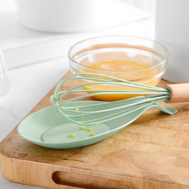 Oleegame 1PC Stainless Steel Cutlery Set Silicone Spoon Mat High Temperature Placemat Tray Kitchen Tool Green