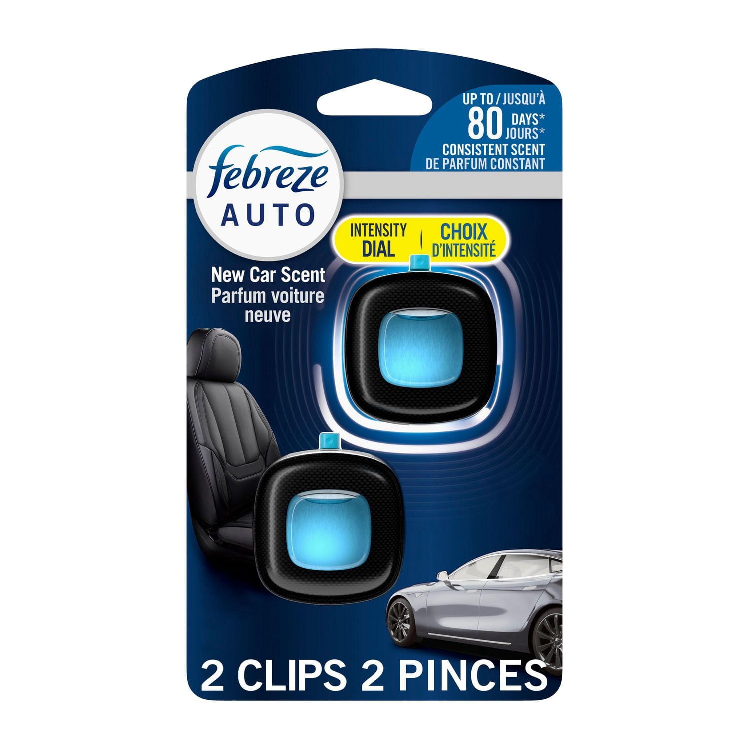 Febreze AUTO Air Freshener, Odor-Fighting Automotive Vent Clip, New Car Scent, 2 Count