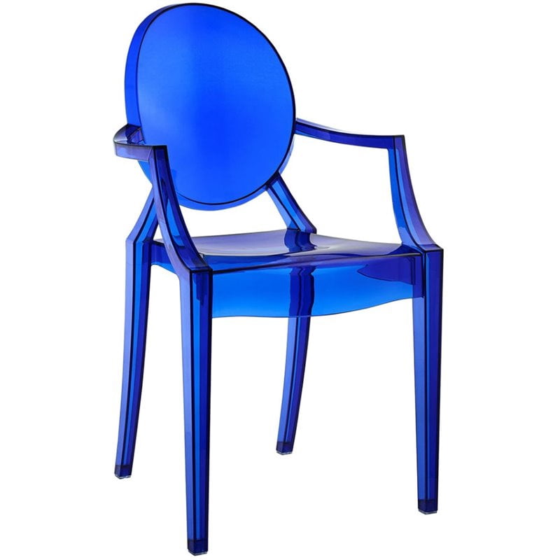 Modway Casper 18.5" Modern Plastic Dining Armchair, Blue Finish