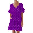 thumbnail image 2 of Liquidation d'Été 2025! Robe pour Femme Grande Taille, Liquidation de Robes d'Été pour Femmes, Robe d'Été Décontractée pour Femme Douce et Mignonne à Col en V avec Poches, Manches Courtes, Volants, 2 of 5