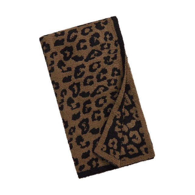 serony Throw Blanket Leopard Print Flannel Fleece Blankets Plush Sofa Blankets coffee 51x71in