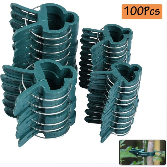 100 Pieces Plant Clips Stable Clips Plant Clips, 2 Size Garden Plant Clips Reusable for Small & Large Shoots Espaliers Rose Arches Climbing Aids