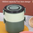 thumbnail image 2 of Hot Food Thermos, All in One Stackable Lunch Box, Portable Insulated Lunch Box, Stainless Steel Thermal Compartment, Snack Lunch Box[Green], 2 of 9