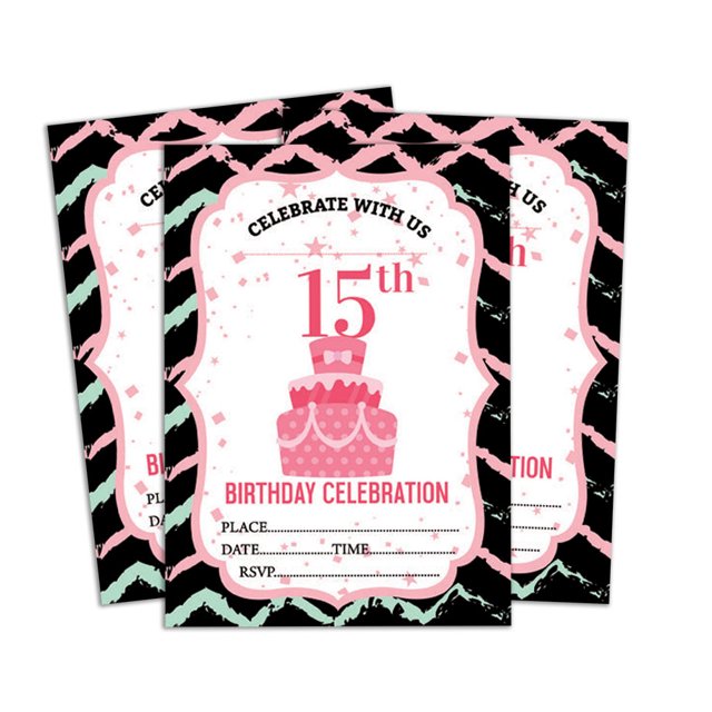 Darling Souvenir White Birthday Invitation Card 28 Pcs Fill or Write In Blank Invites Printable Party Supplies 5 x 7 Inches