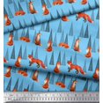 thumbnail image 3 of Soimoi Blue Rayon Fabric Artistic Tree & Wolf Animal Printed Fabric 1 Yard 42 Inch Wide, 3 of 5