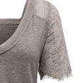 thumbnail image 1 of Mode Femmes T-shirt à Manches Courtes en Dentelle à Plumes Col en V, 1 of 5