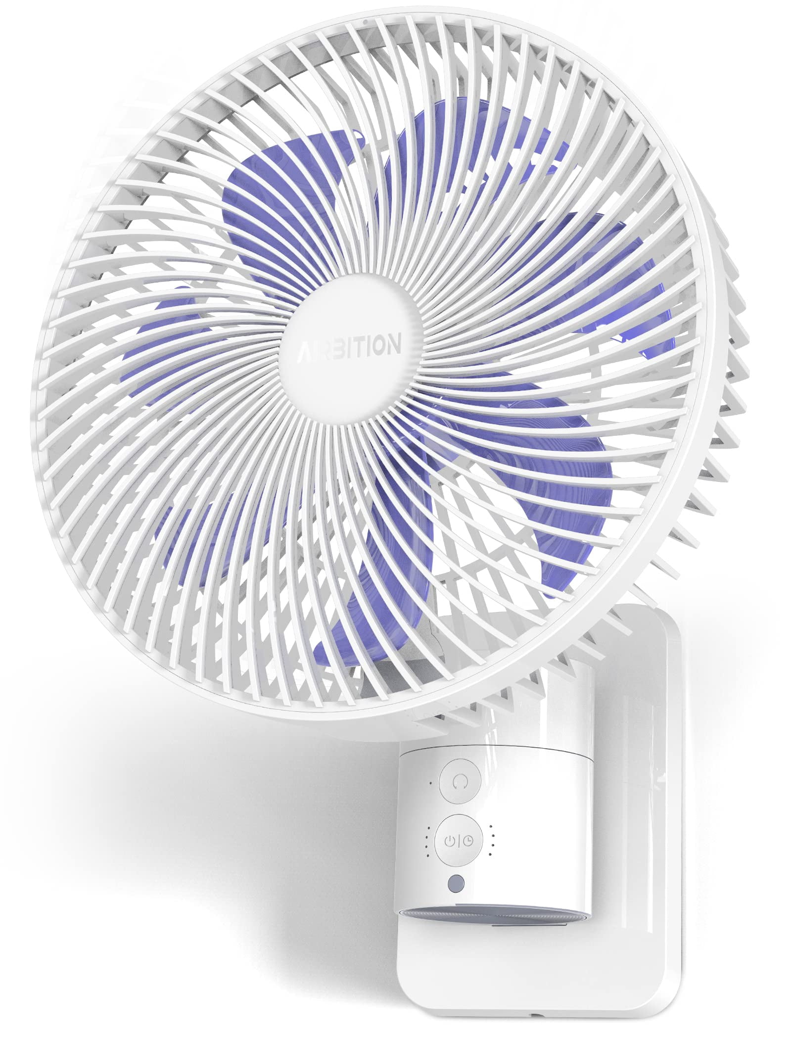 Airbition Ventilateur Mural Compact de 8 Pouces, avec Télécommande, Oscillation à 90 Degrés, 4 Vitesses, Minuterie, Inclinaison Réglable de 120 Degrés Incluse,
