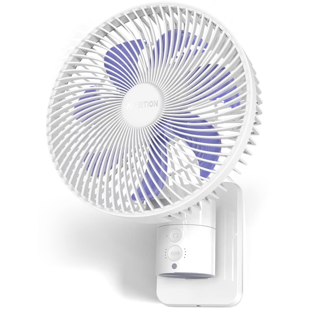 Airbition Ventilateur Mural Compact de 8 Pouces, avec Télécommande, Oscillation à 90 Degrés, 4 Vitesses, Minuterie, Inclinaison Réglable de 120 Degrés Incluse,