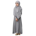 thumbnail image 1 of LUOGENLI Robe Filles Col Rond à Volants Robe de Couleur Unie avec Motif Robe à Volants pour Filles 2025 Grande Taille Gris Clair 7-8 Ans, 1 of 4