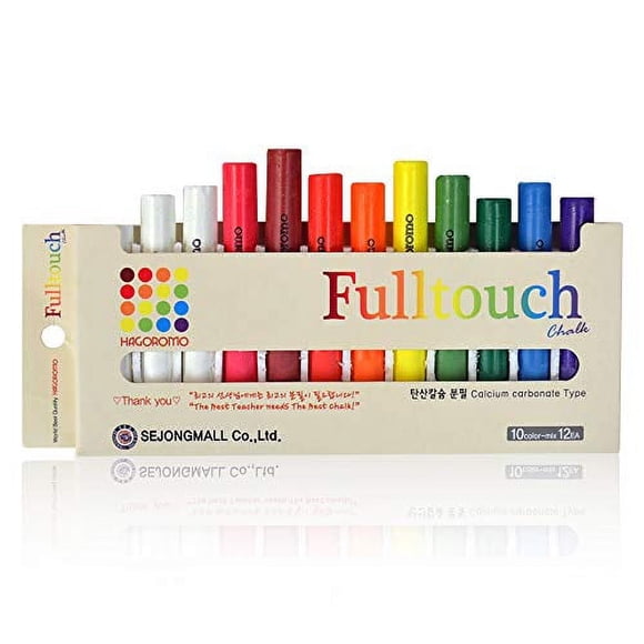 HAGOROMO Fulltouch Color Chalk 1 Box [12 Pcs/10 Color Mix]