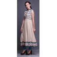 thumbnail image 3 of Bimba Robe Anarkali à Col Mandarin pour Femme, Rose Pâle, Imprimé Géométrique, Designer, Ethnique Indienne, Kurta, Petit, 3 of 6