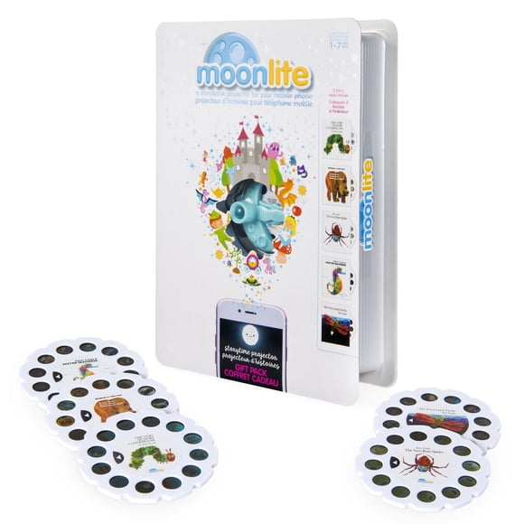 Moonlite - Édition spéciale Eric Carle Coffret cadeau, projecteur de contes pour smartphones avec 5 bobines d'histoire, pour les 1 ans et plus