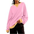 thumbnail image 1 of Pisexur Chandails en Molleton pour Femmes Mode Couleur Unie Manches Longues pour Femmes Décontracté Ample Col Rond Chandails en Molleton Confort Surdimensionné pour Femmes Chemises d'Automne Chandails à Capuchon Chandail Tops, 1 of 7
