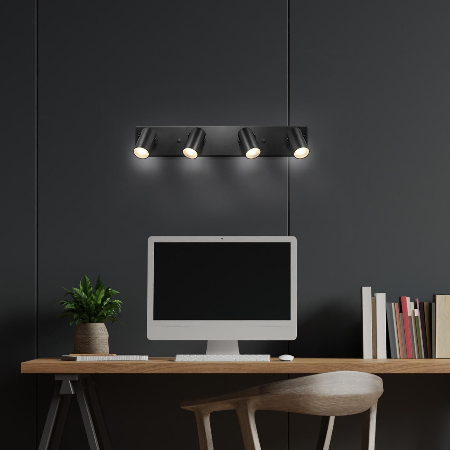 Globe Electric 4-Light Matte Black Dimmable 22W LED Integrated Track Lighting with Rotating Track Heads, Modern Style