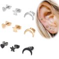 thumbnail image 2 of Ensemble de 3 Pcs Boucles d'Oreilles Femme Étoile Lune Cœur Boucles d'Oreilles Fille Soirée Fête Bal Boucles d'Oreilles Punk Clous d'Oreilles en Strass, 2 of 7
