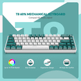 thumbnail image 2 of HAOAN T8 Clavier de Jeu 60 % 68 Touches Compact Mini Clavier Mécanique Filaire avec 18 Commutateurs Bleus Rétroéclairés RVB Chroma Câble de Clavier Bobiné USB-C pour PC Portable Mac XBOX - Bleu Blanc, 2 of 8