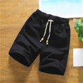 thumbnail image 1 of Styesk Mens Shorts Man Solid-Color Casual Pocket Cotton-Linen Drawstring Elastic-Waist Half Shorts Pants, 1 of 5