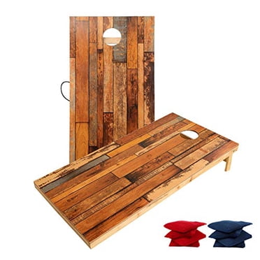 TIANNBU Wood Cornhole Game Set Regulation 2 x 4 Feet Cornhole Borad Bean Bags Toss Game, Official Cornhole Set All Weather Indoor Outdoor with 8 Bean Bags Perfect for Christmas Birthday Gift