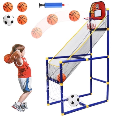 Jouet de Jeu d'Arcade de Basketball, Panier de Basketball pour Enfants avec 4 Ballons, Jouets de Jeu de Basketball Intérieur Extérieur Cadeaux pour Garçons et Filles