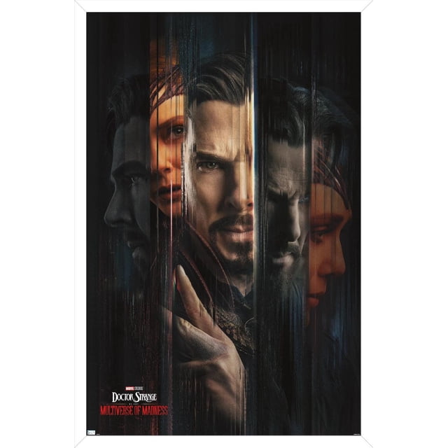 Marvel Doctor Strange dans le Multivers de la Folie - Affiche Murale Teaser en une Feuille, 14,725 Pouces x 22,375 Pouces, Présentant un design vertical Fragmenté avec des images Chevauchantes de Doctor Strange en robes Mystiques Sombres Faisant un Geste de la Main, sur Fond Noir avec des Traces de Lumière et d'Ombre, Titre de Film en Texte Rouge et Blanc en Bas à Gauche, Idéal pour la Déco Murale de la Maison Ou du Bureau.
