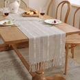 thumbnail image 2 of Matoen12 Gift Ideas Boho Table Runner Rustic Linen Macrame Table Runner with Tassels Woven Table Runner for Bohemian Home Dining Bedroom Table Decoration, 2 of 6