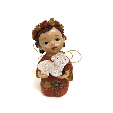 Angel Girl Holding A Lamb Figurine
