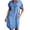 Blue, variant on Pisexur Women Denim Shirt Dresses Knee Length Short Sleeve Jean Dress Button Down Casual Tunic Dress with Pockets