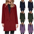 thumbnail image 1 of QIPOPIQ Manteaux Caban pour Femmes à Col à Revers Cranté, Simple Boutonnage, Manteau d'Hiver en Mélange de Laine, Longs Manteaux, Liquidation, 1 of 7
