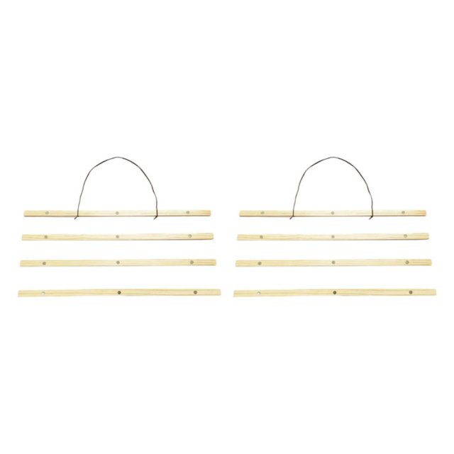 Decodeary 21CM-61CM DIY Magnetic Wooden Photo Hanger Poster Scroll Print Picture Frame Beige 51cm 2Set