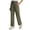 Army Green, variant on Amzcrzy Women's Pants Trendy Solid Color Pockets Cargo Pants Casual Baggy Elastic Waist Hiking Pants for Women Comfy Drawstring Trousers M
