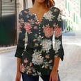 thumbnail image 2 of IROINID Chemises Grande Taille Réduite pour Femmes Col Rond Manches Longues Trompette Quotidienne Basique Boutonnée Tunique Plissée T-shirts Blouses, Rouge, 2 of 5
