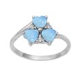 thumbnail image 1 of Three Stone 4 MM Larimar 925 Sterling Silver Women Heart Ring, 1 of 2