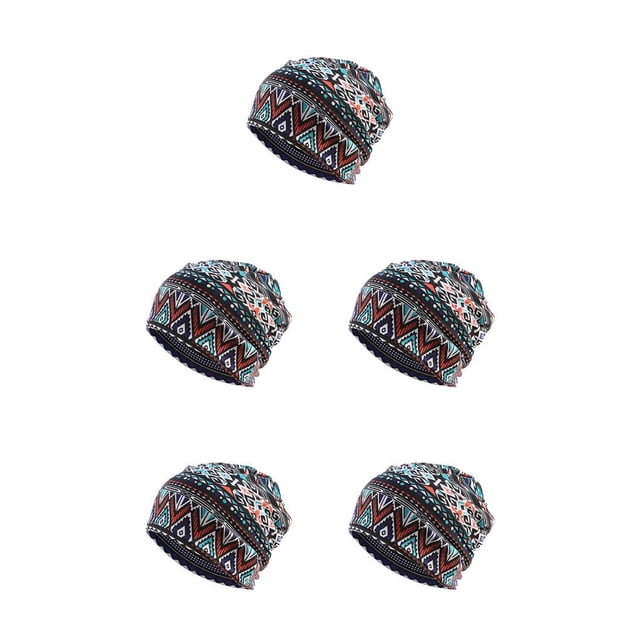 kurtrusly Tuque Bonnet Hijab Pré-Noué Foulard Turban Coloré Bandeau Réglable Protection des Oreilles Bandeau Accessoires Bonnet Losange Bleu Ensemble de 5