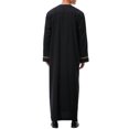 thumbnail image 3 of Men's Dress Robe with Embroidered Pocket Long Sleeve Shirt Traditional Arab Style Prayer Clothing Full-Length Coat and Robe for Men, 3 of 7