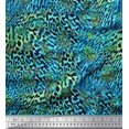 thumbnail image 1 of Soimoi Blue Moss Georgette Fabric Leopard & Peacock Animal Skin Print Fabric by Yard 44 Inch Wide, 1 of 3
